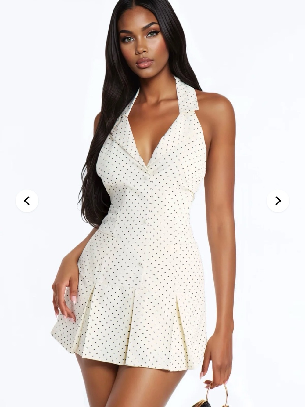 Fashion Nova Cream Halter Polka Dot Mini Dress